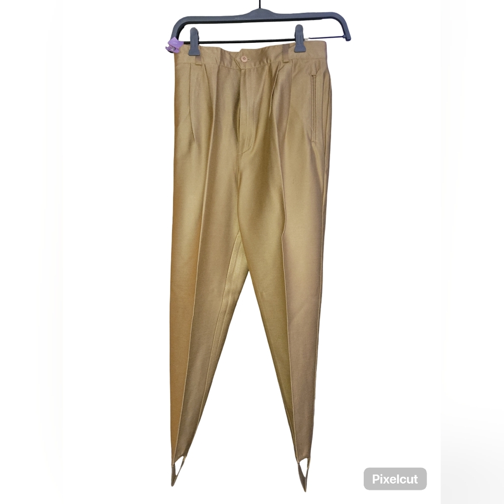 Vintage Petite Sophisticate Tan Stirrup Pants Size 8 Short 23" Inseam 12" Rise